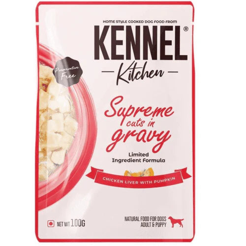 Kennel Kitchen Supreme Cuts in Gravy Chicken Liver Recipe with Pumpkin Puppy & Adult Dog Wet Food (All Life Stage)