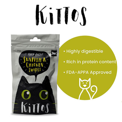Kittos Purr-Fect Sunfish & Chicken Twirls Cat Treats - 35 g