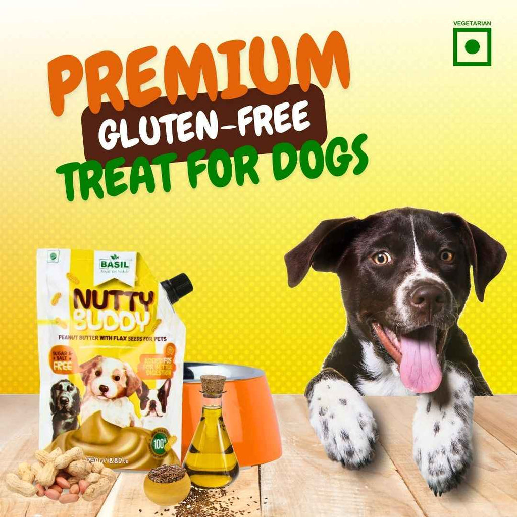BASIL Nutty Buddy Peanut Butter with Flex Seeds Treat for Dogs & Puppies (250 Grams)
