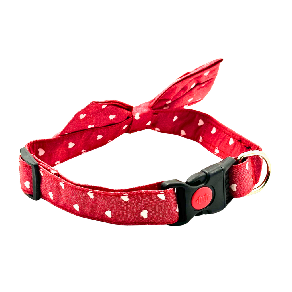 Petblush Heart Print Bow Collar For Puppies