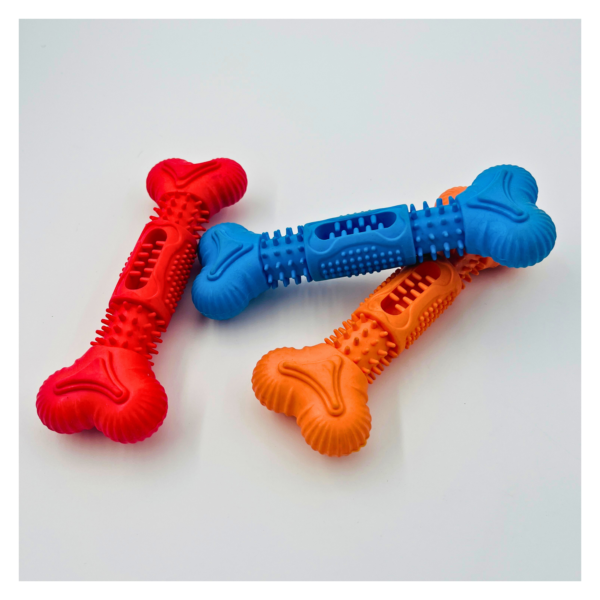 Petblush 5.5 Inch Spiked Bone Rubber Chew Toy for Dogs