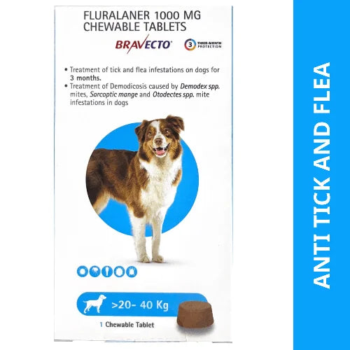 MSD Animal Health Bravecto (Fluralaner) Dog Tick & Flea Control Tablet (1 tablet)
