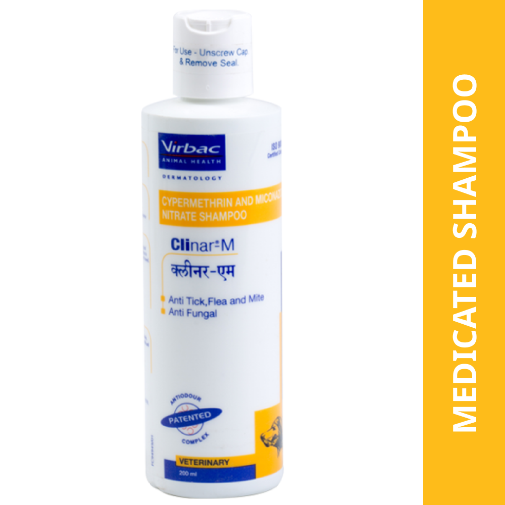 Virbac Clinar M Anti Tick & Flea and Antifungal Shampoo for Dogs (200ml)
