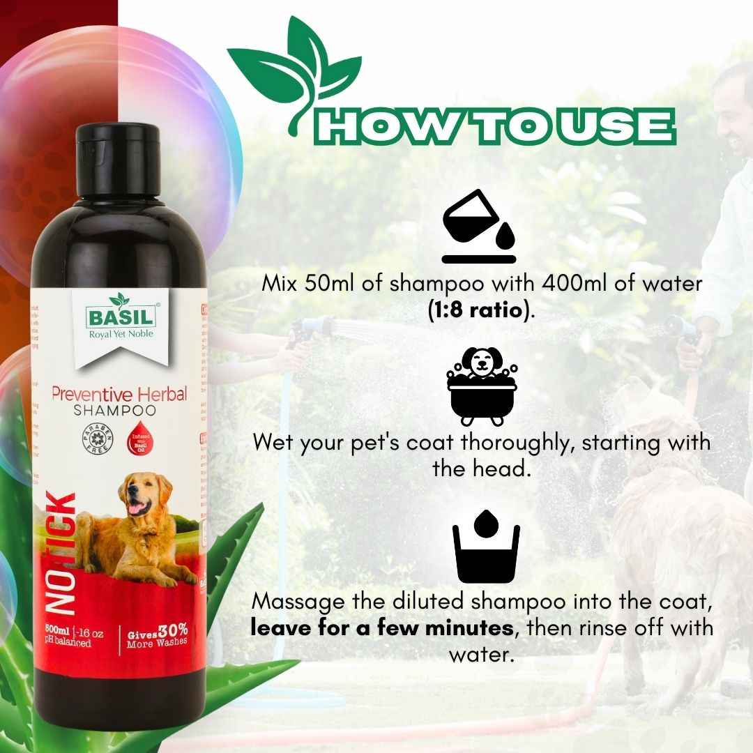 Basil No Tick Preventive Shampoo for Dogs