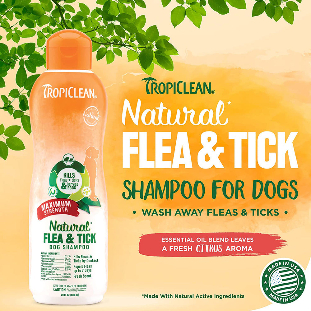 TropiClean Natural Flea & Tick Dog Shampoo (Maximum Strength)