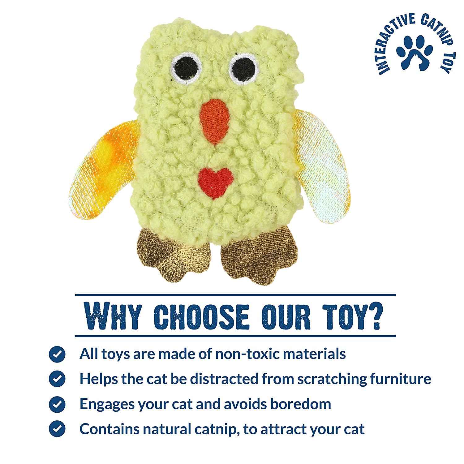 BASIL Cat Plush Toy with Cat Nip for Stuffing (Yellow)