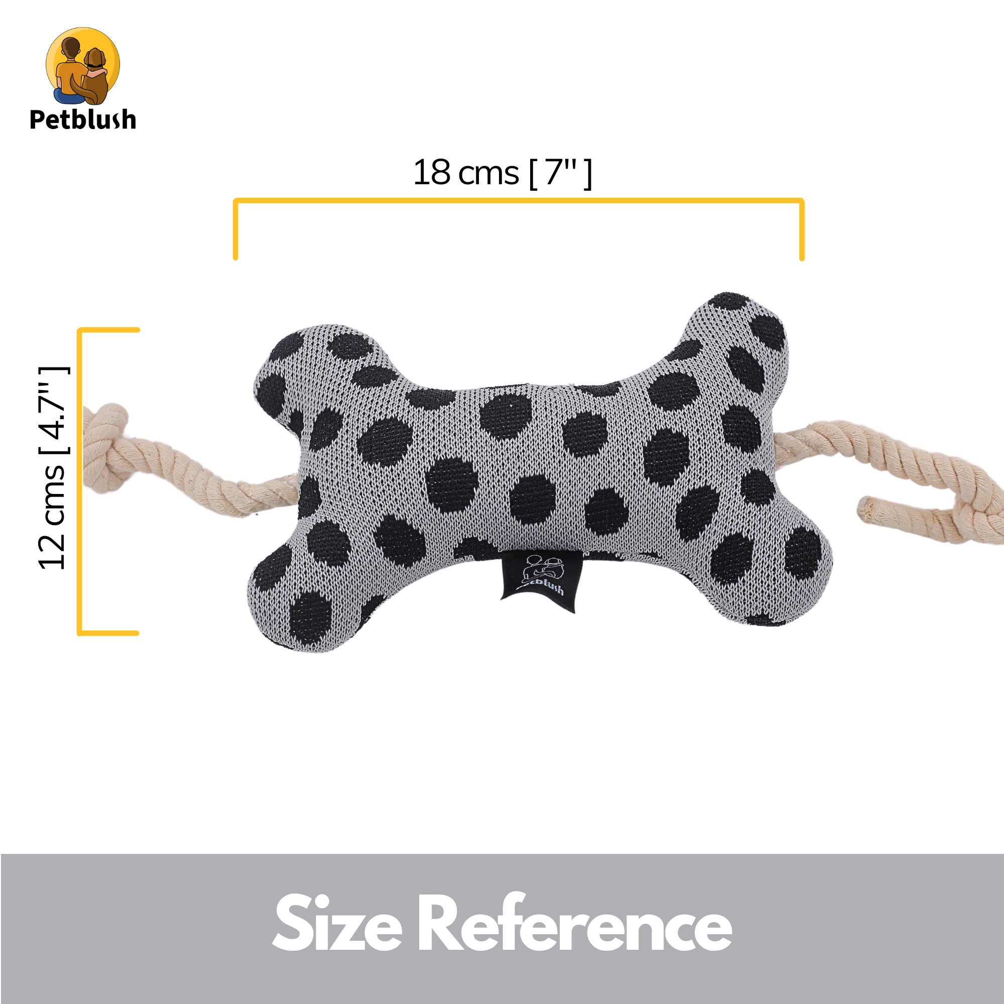Petblush Plush Dotted Bone Rope Toy for Dogs