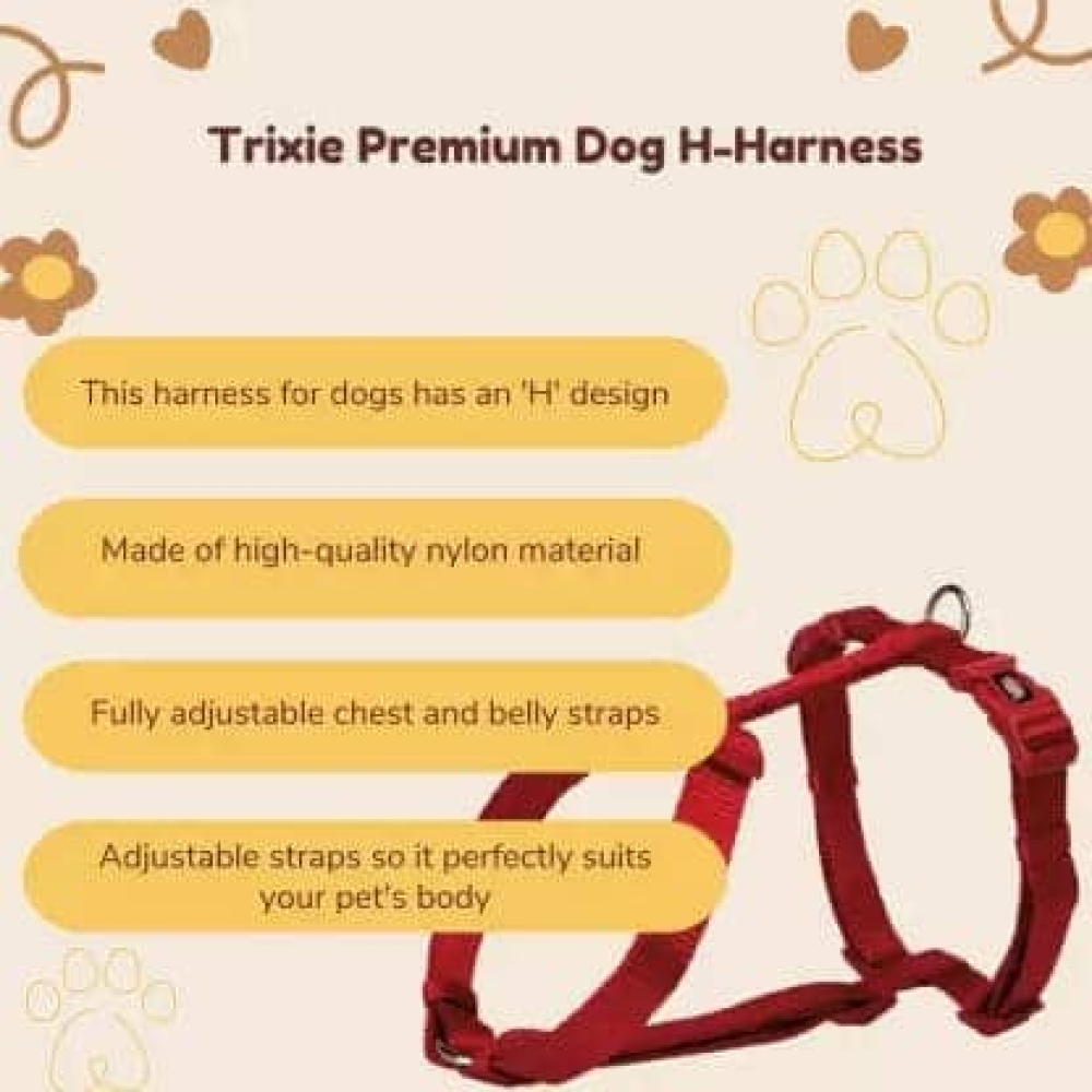 Trixie Classic H Harness for Dogs (Red)