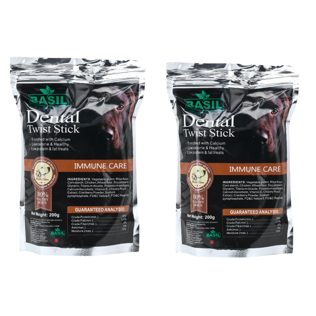 BASIL Immune Care Twisted Chew Sticks for Dogs & Puppies | 200 Grams