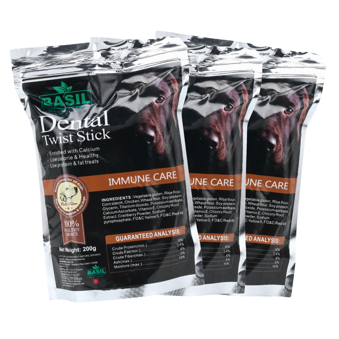 BASIL Immune Care Twisted Chew Sticks for Dogs & Puppies | 200 Grams