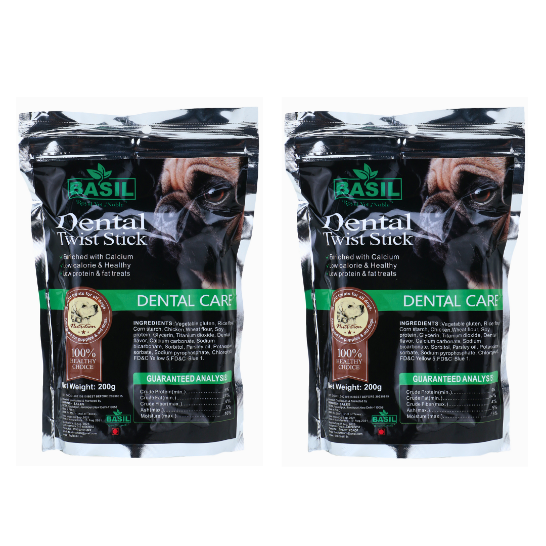 BASIL Dental Care Twisted Chew Sticks for Dogs & Puppies | 200 Grams