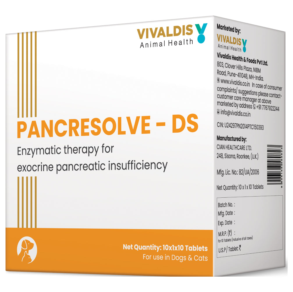 Vivaldis Pancresolve DS Tablets for Dogs and Cats (10 Tablets)