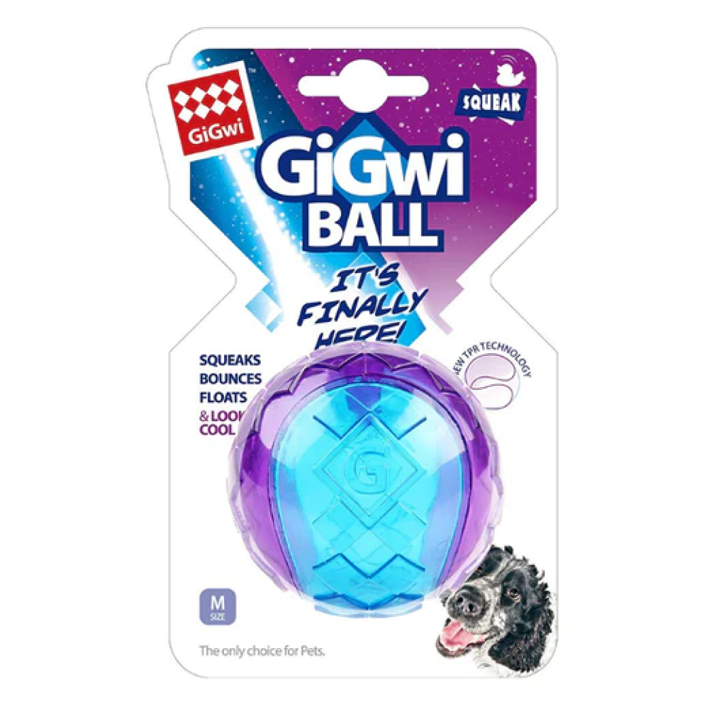 GiGwi Ball Squeaker Toy for Dogs (Blue/Purple) | For Medium Chewers